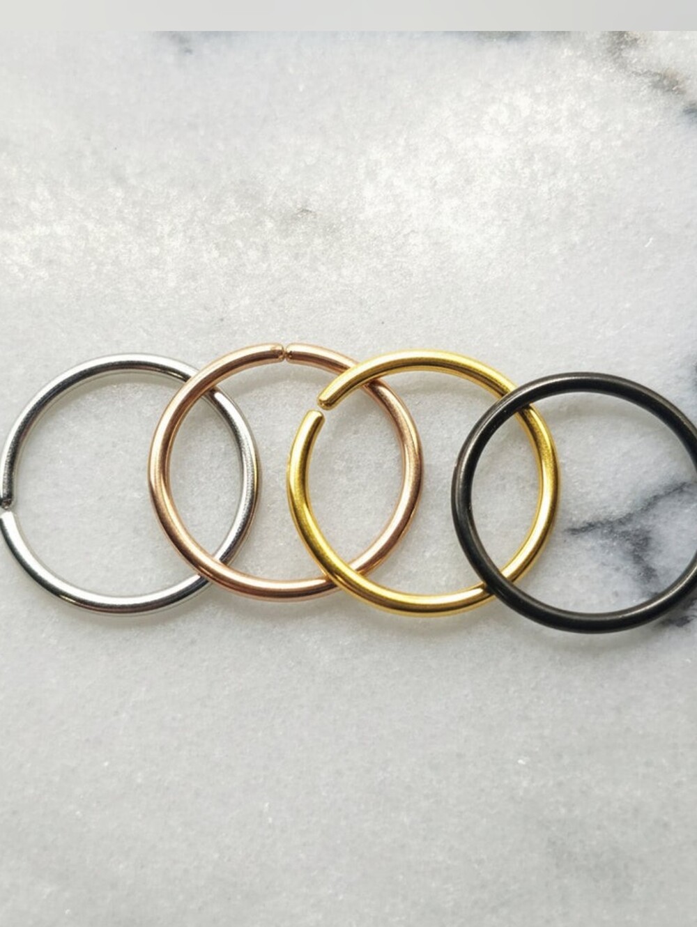 10 Mm Multi-Color Nose Ring Set — Gold, Rose Gold, Silver, Black